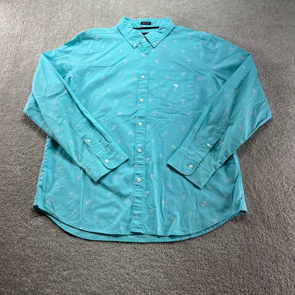 American Eagle Shirt Mens Large Palm Tree Seriously Soft Poplin Button Down